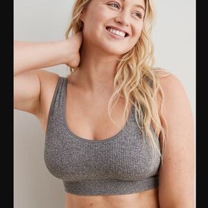 Aerie Seamless Padded Bralette Shell Gray Ribbed